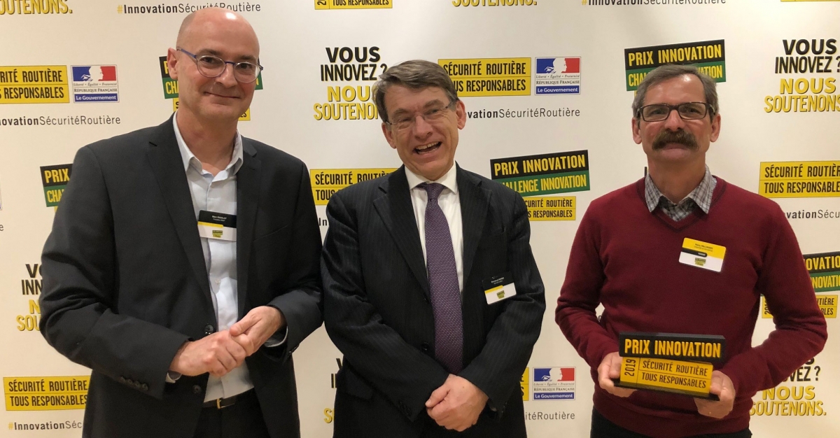 Remy Willinger, Emmanuel Barbe et Marc Rigolot à la remise des prix innovation de la sécurité routière