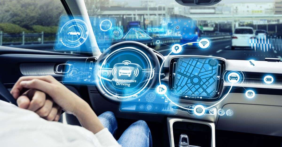 Intérieur d'une voiture autonome futuriste