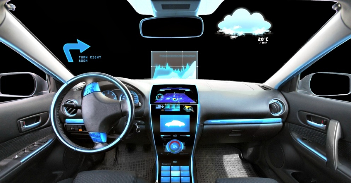 tableau de bord d'une voiture autonome et futuriste