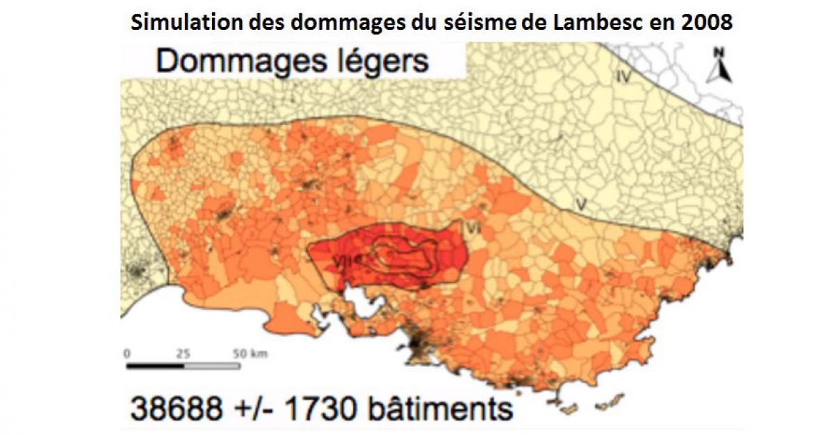 simulation des dommages du séisme de Lambesc en 2008